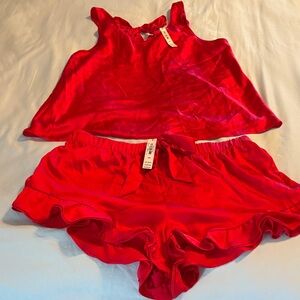 Victoria's Secret Red Satin Sleepwear Set
